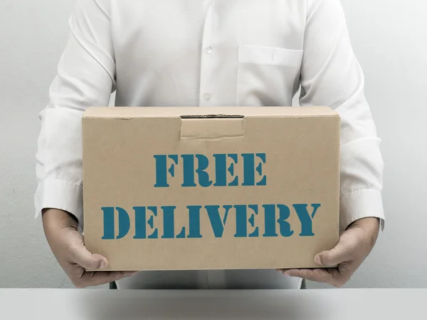 Free Delivery brown paper box — Stock Photo, Image