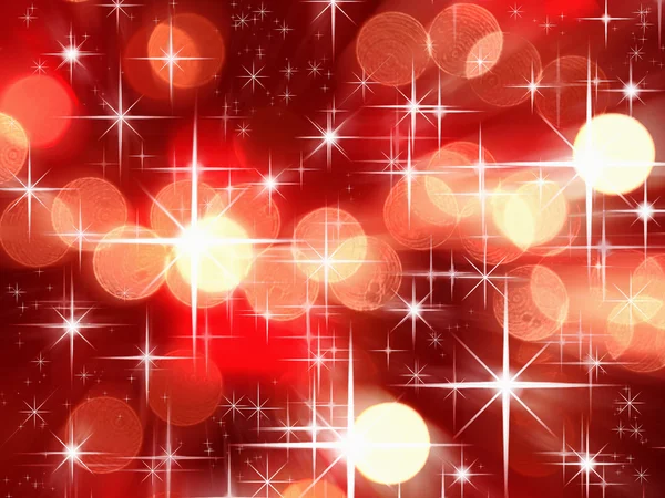 明るい星とのクリスマス背景の赤いトーン ボケ味 — ストック写真