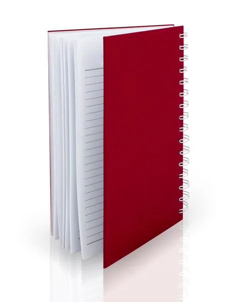 Livro de notas de capa vermelha no piso branco — Fotografia de Stock