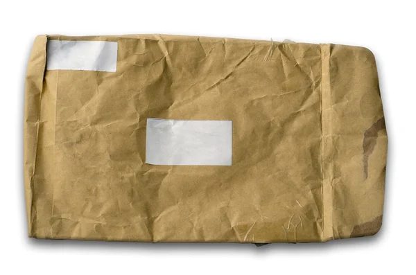 Oude gerimpeld bruine papieren envelop — Stockfoto