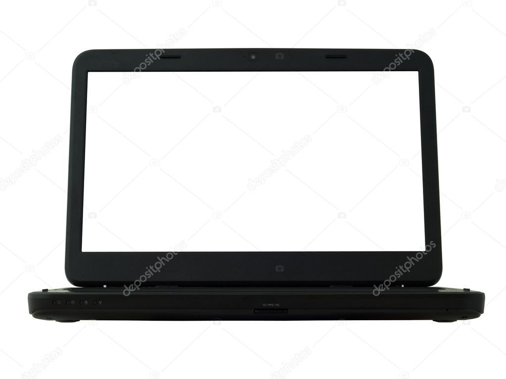 Front view of black notebook isolated
