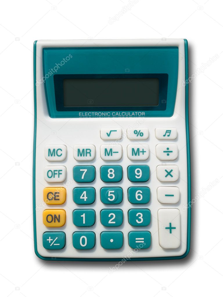 Front of Green Calculator on a white background