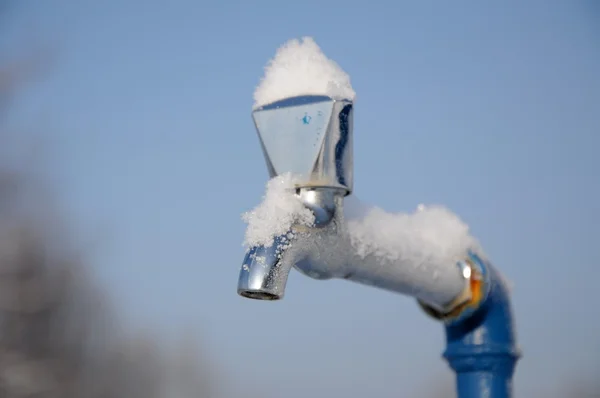 stock image Snowy water tap