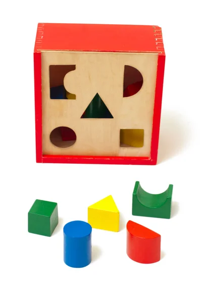 stock image Colorful wooden toys for developing of baby logic