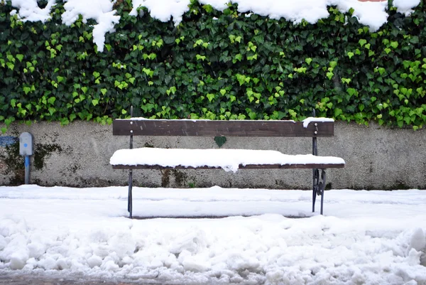 Openbaar park sneeuw — Stockfoto