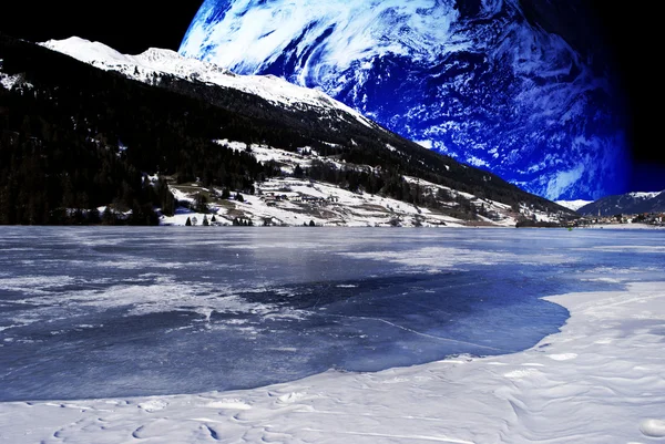 Reschensee buz — Stok fotoğraf