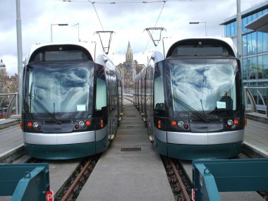 Pair of Trams. clipart