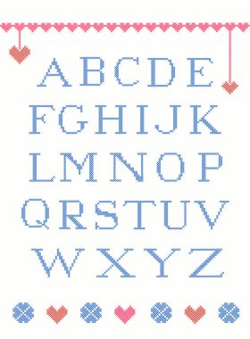 Cross stitch alphabet clipart