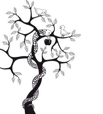 Tree with snake clipart