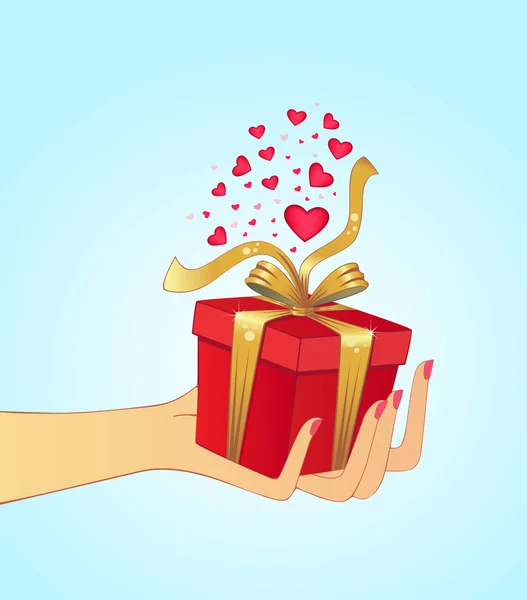 Hand holding gift — Stock Vector