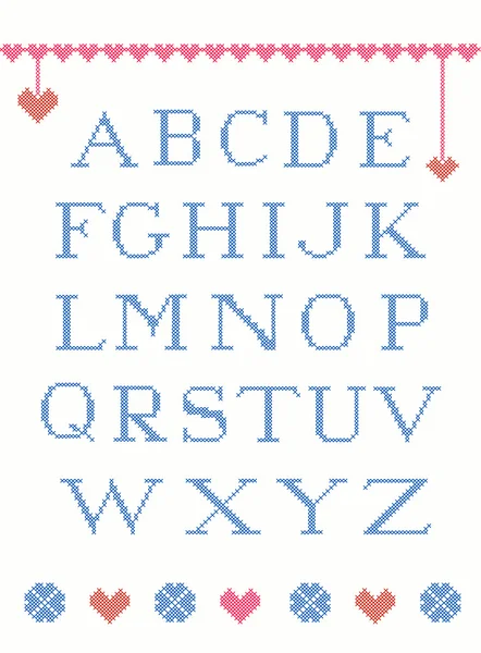 Korsstygn alfabetet Royaltyfria illustrationer