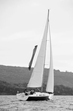 Sailing yacht black & white clipart