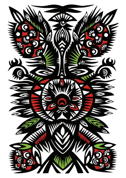 Black pattern of flowers, berries and leaves Vector Graphics