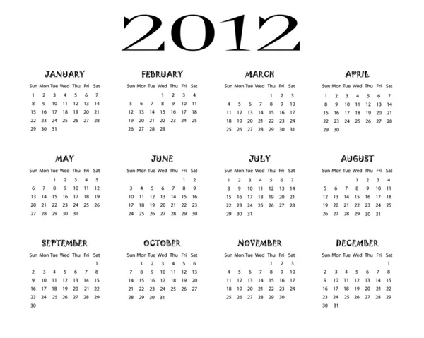 Kalender 2012 – Stock-vektor