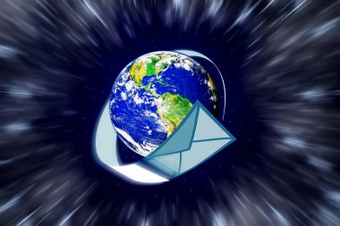 Dünya gezegeni ve posta zarfı