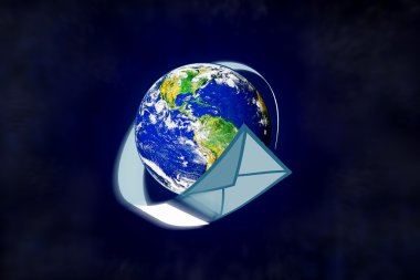 Dünya gezegeni ve posta zarfı