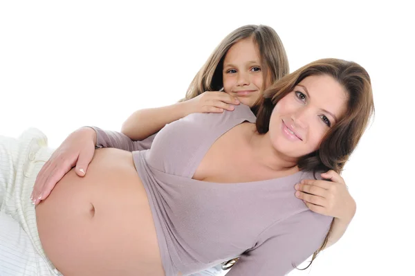 妊娠中の娘と — ストック写真
