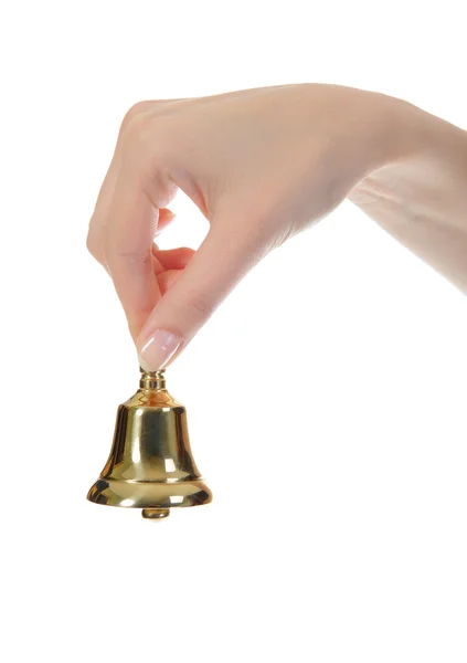 Hand bell in the woman's hand — Stock Photo, Image