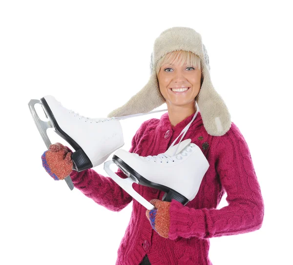 Girl with skates — Stock Photo, Image