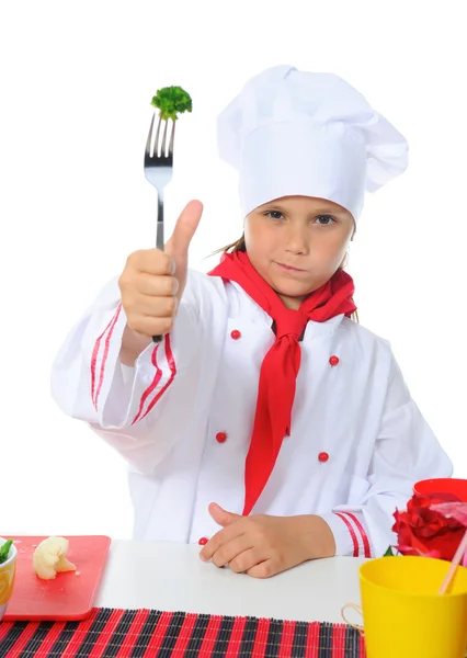 Kleiner Koch in Uniform. — Stockfoto