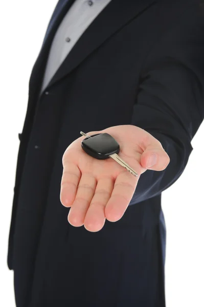 Affärsman ger nycklarna till bilen — Stockfoto
