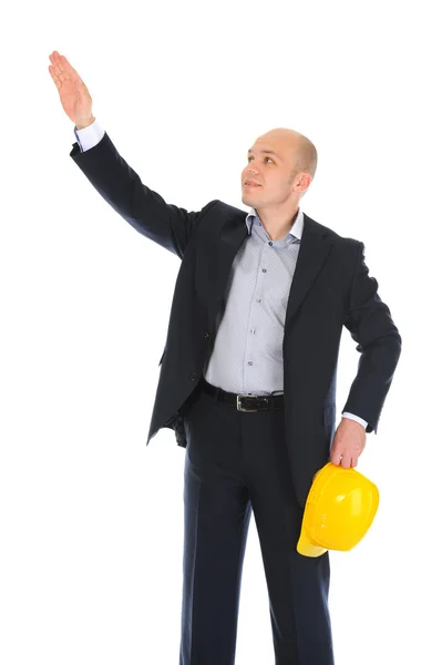 Бизнесмен со строительным шлемом — стоковое фото