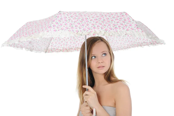 Şemsiye ile bir kadın görüntüsü — Stok fotoğraf