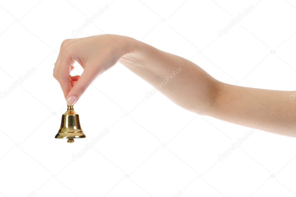 Hand bell in the woman's hand