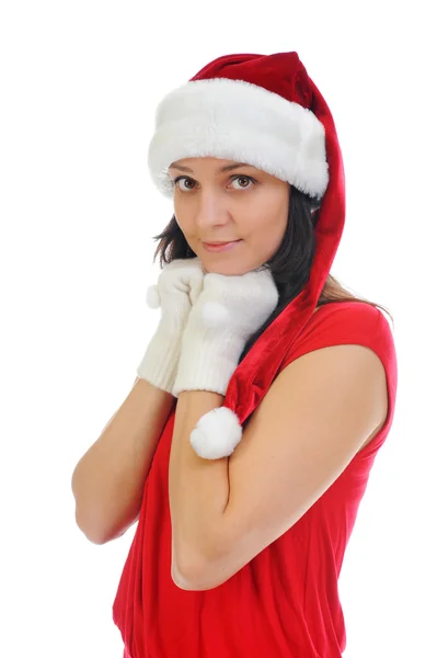 Kerstmis lachende vrouw Stockfoto