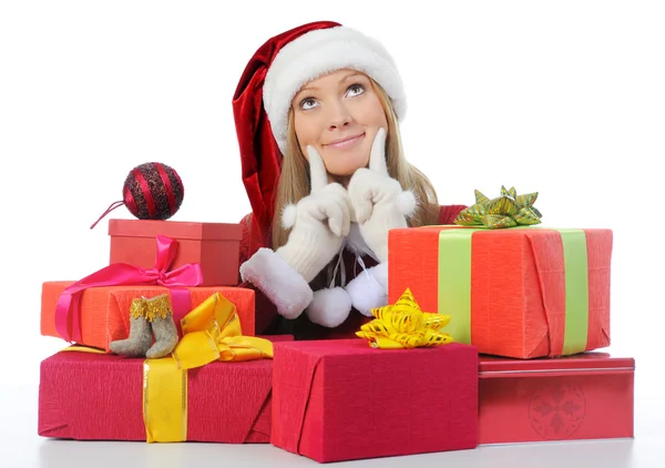 Kerstmis lachende vrouw — Stockfoto