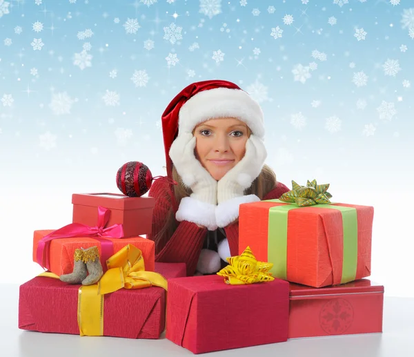 Karácsonyi mosolygó nő — Stock Fotó