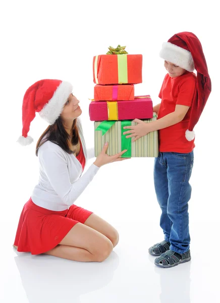 Niño alegre en sombrero de Santa Claus —  Fotos de Stock
