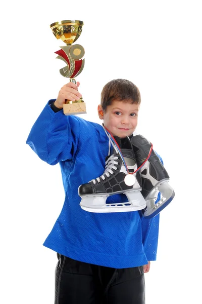 小さな男の子のホッケー選手 — ストック写真