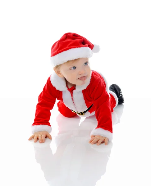 性格开朗的男孩在圣诞老人帽子 — 图库照片
