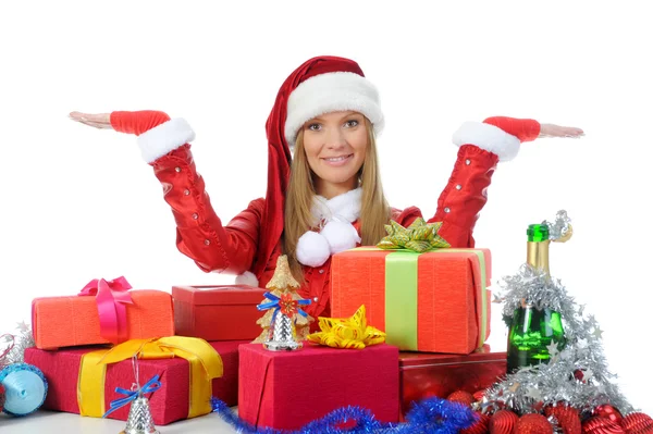 Karácsonyi mosolygó nő — Stock Fotó