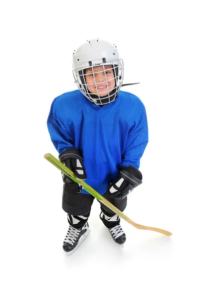 Kleine jongen hockeyspeler — Stockfoto