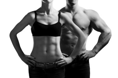 Man and a woman in the gym clipart