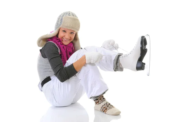 美丽的姑娘穿上溜冰鞋 — 图库照片