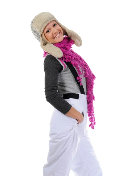 Krásná žena se v zimní oblečení — Stock fotografie