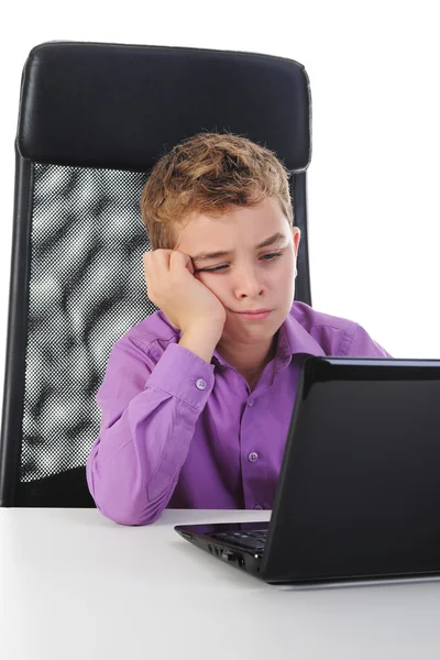 Boy at the computer — Stock Photo, Image