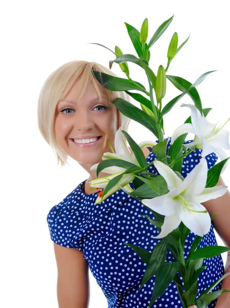Kvinna med lily — Stockfoto