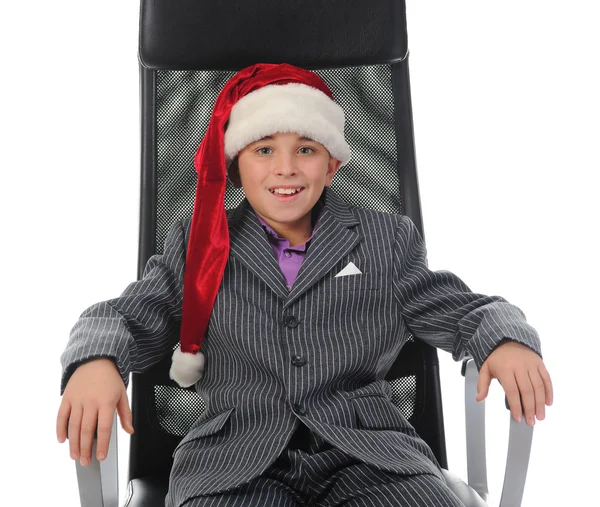 サンタ クロースの帽子で快活な少年 — ストック写真