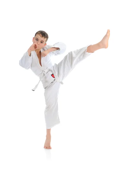 Young boy training karate. — Stock Photo, Image