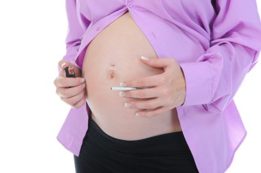 Pregnant woman with cigarette clipart