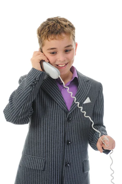 Rapaz a falar ao telefone . — Fotografia de Stock
