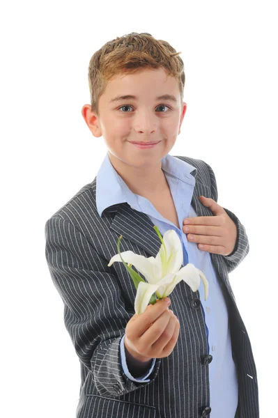 Junge mit Blume — Stockfoto