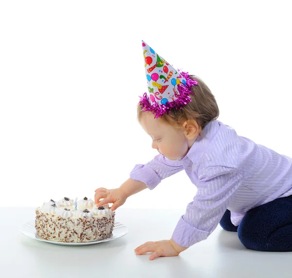 Schöner kleiner Junge feiert Geburtstag — Stockfoto