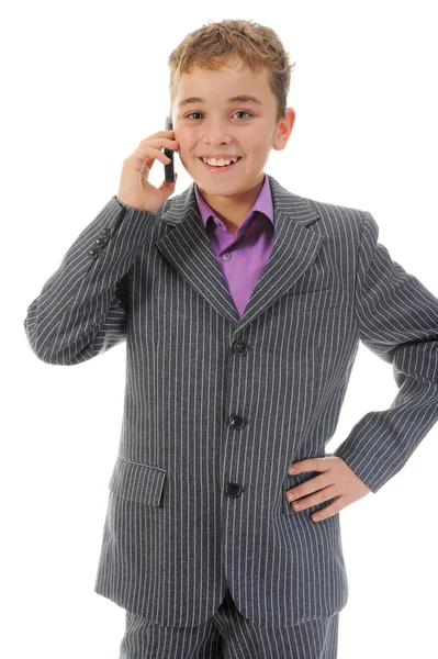 Chlapec mluví po telefonu. — Stock fotografie