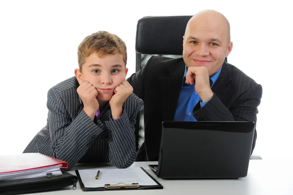 Young businessman using a laptop Stock Photo