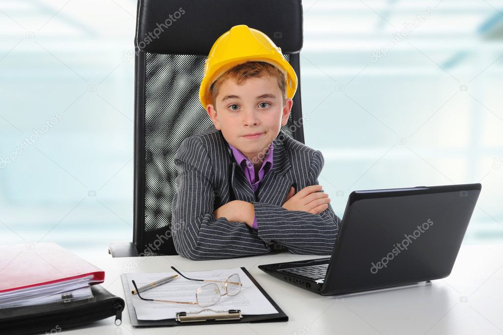 Young businessman using a laptop
